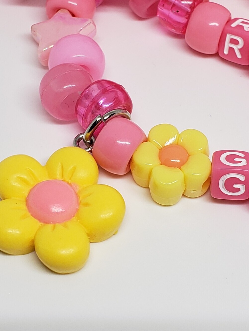 Handmade Pink UV Pretty Rave Girl Stackable Kandi Bracelets - Picture 5 of 7